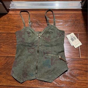 Guess corset denim army green zip